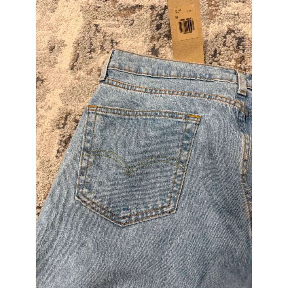Levis 505 Regular Fit Stretch Jeans Mens 33x32 Light Wash Blue Straight Leg NEW